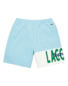 Шорты fw19 week 5 x lacoste logo panel sweatshort logo, голубой Supreme