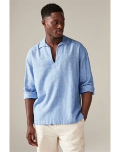 Рубашка кафтан с длинными рукавами из льняной смеси, синий Next