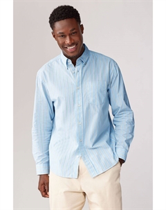 Рубашка в полоску с длинным рукавом из 100% хлопкового поплина, синий Next