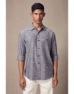 Рубашка с длинным рукавом в фактурную клетку, серый Next