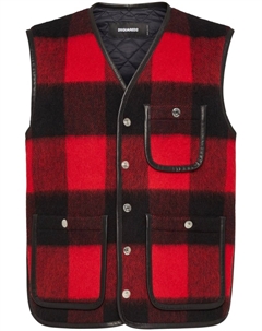 Жилет из шерстяной ткани с клетчатым принтом, черный Dsquared2
