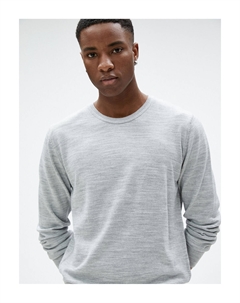 Базовый трикотаж Свитер с круглым вырезом, приталенный крой, с длинными рукавами, серый Koton