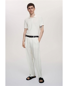 Рубашка поло узкого кроя структурированного трикотажа, белый H&m