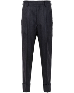 Шерстяные брюки строгого кроя, синий Prada