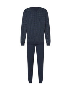 Пижамы в полоску с нагрудным карманом для мужчин, темно-синий Ammann