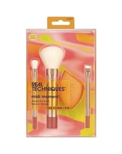 Набор кистей и спонжей Midi Moment. Спонж для макияжа и кисти для макияжа всего лица. Жидкие и пудровые средства. Кисти для путешествий. Real techniques