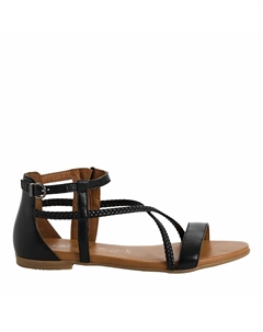 Босоножки из кожи на плоском каблуке черный Tamaris