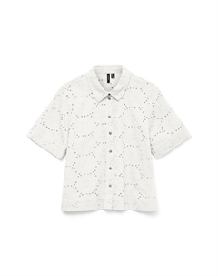 Блузка с короткими рукавами и английской вышивкой белый Vero moda