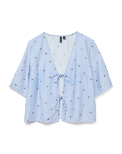 Блузка с принтом и бантиками спереди синий Vero moda