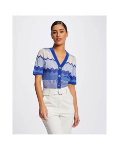 Кардиган с короткими рукавами и зигзагообразным принтом синий Laredoute