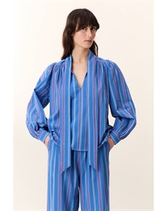 Блузка в полоску с галстуком-бантом CIIAN синий Leon and harper