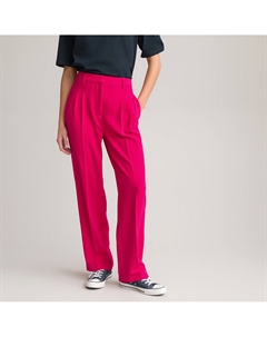 Брюки прямые с вытачками розовый Laredoute