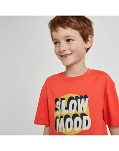 Футболка с круглым вырезом оверсайз надпись спереди оранжевый Laredoute