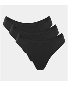 Комплект из трех трусов-танга с завышенной талией Go Casual черный Sloggi