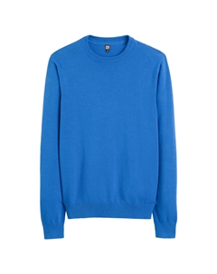 Пуловер с круглым вырезом из тонкого трикотажа синий Laredoute