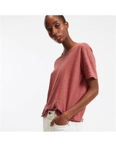 Футболка из льна розовый Laredoute