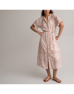 Платье длинное расклешенное с принтом цветы розовый La redoute collections