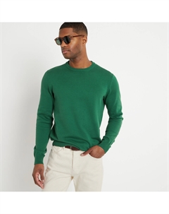 Пуловер с круглым вырезом из тонкого трикотажа зеленый Laredoute