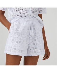 Шорты из английской вышивки белый Laredoute
