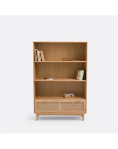 Этажерка-книжный шкаф из шпона дуба и ротанга Loris бежевый So'home