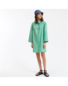 Платье-рубашка короткое в полоску с длинными рукавами зеленый La redoute collections