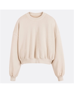 Свитшот свободный короткий круглый вырез белый La redoute collections