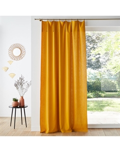 Штора из льна и вискозы с завязками Odorie желтый Laredoute