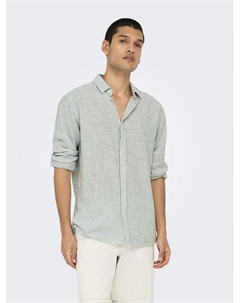 Рубашка прямая из льна и хлопка зеленый Laredoute