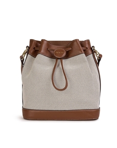 Сумка-ведро из ткани и кожи NORAH TOILE каштановый Laredoute