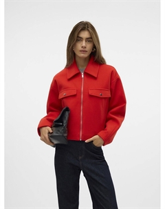 Куртка короткая на молнии красный Vero moda