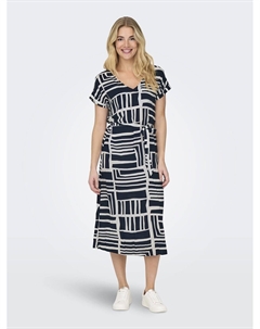 Платье миди с принтом и поясом черный Jdy