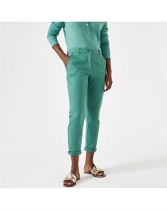 Брюки прямые чинос из саржи стрейч зеленый Laredoute