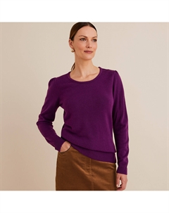 Пуловер с круглым вырезом из тонкого трикотажа фиолетовый Laredoute