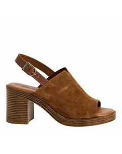 Босоножки из кожи на широком каблуке каштановый Tamaris