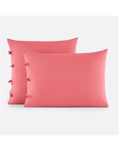 Наволочка однотонная с завязками из хлопка Scnario розовый La redoute interieurs