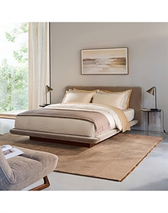 Двуспальная кровать в тканевой обивке каркас из орехового дерева Slice каштановый Am.pm.