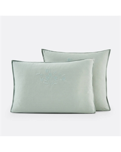 Наволочка из осветленного хлопка с вышивкой Scnario зеленый Laredoute