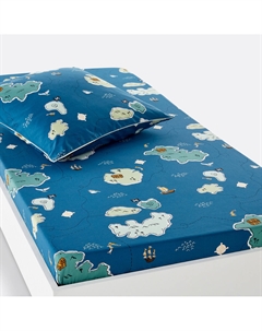 Детская хлопковая натяжная простыня Trezoro синий Laredoute