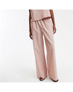 Брюки в полоску широкие из хлопка и льна розовый La redoute collections