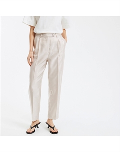 Брюки широкие со складками из сатина бежевый La redoute collections