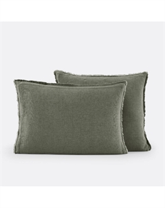 Наволочка из осветленного льна с неполным переплетением Linot зеленый Laredoute
