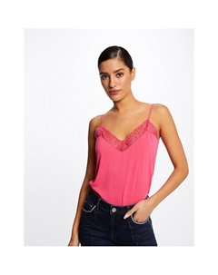 Топ на тонких бретелях с кружевом красный Laredoute