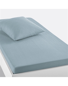 Простыня натяжная из хлопчатобумажной газовой ткани Kumla синий Laredoute