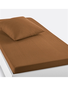 Простыня натяжная из хлопчатобумажной газовой ткани Kumla каштановый Laredoute