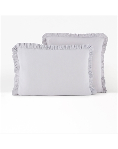 Наволочка из хлопчатобумажной газовой ткани с воланом Kumla серый Laredoute