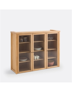 Шкаф для посудывитрина из массива сосны Gabin бежевый Laredoute