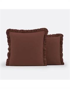 Наволочка детская с рюшами из осветленного хлопка красный Laredoute