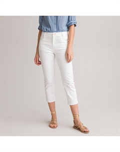 Джинсы-капри из денима стрейч белый Laredoute
