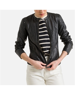 Блузон на молнии из кожи ягненка каштановый Laredoute