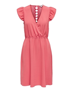 Платье короткое с короткими рукавами розовый Only